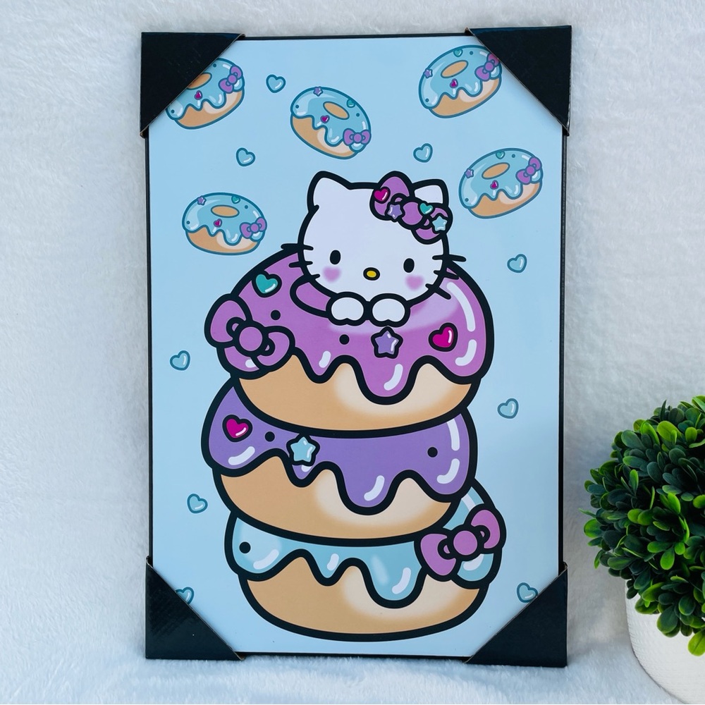 Sanrio Hello Kitty Donut Stack Wall Art Blue Purple Kawaii Decor 13x19 NEW